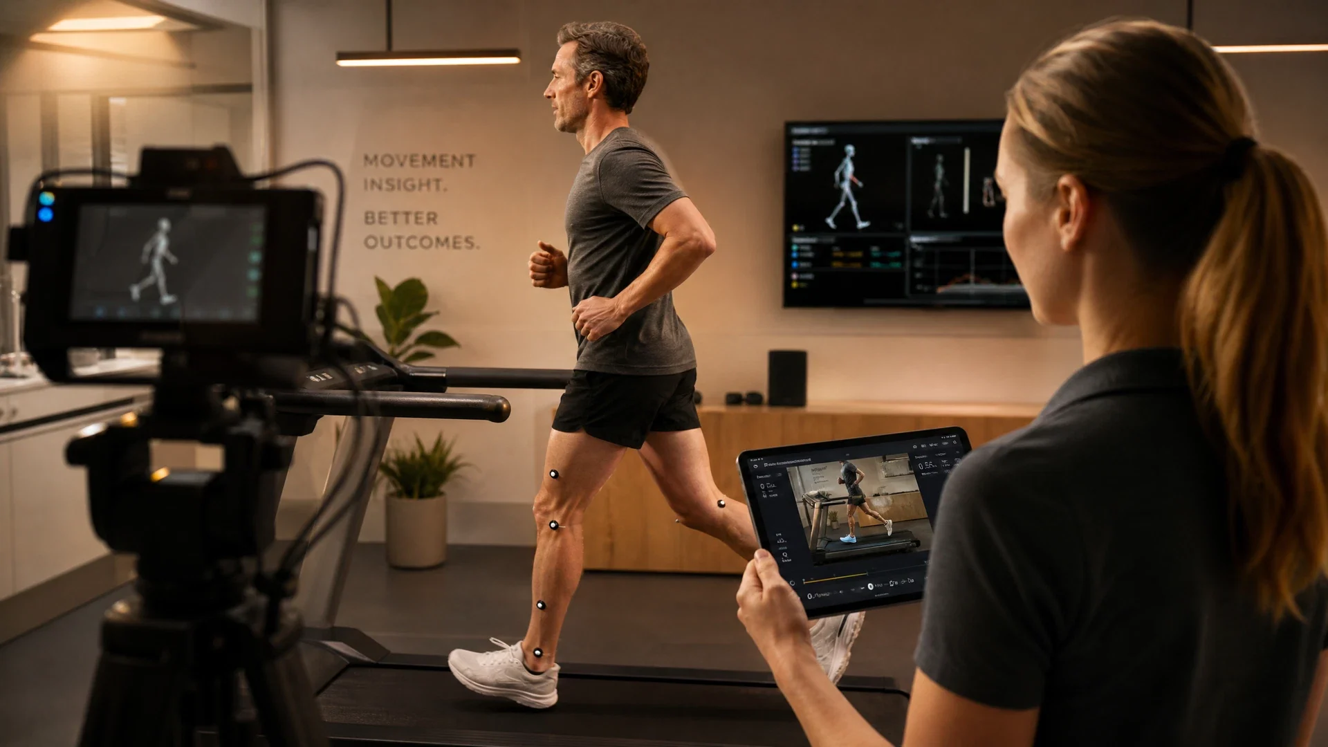 Runner being assessed for running mechanics and injury recovery